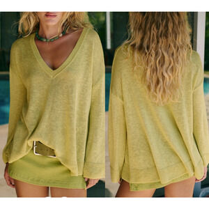 Free-Est Isadora Reversible sweater tunic Green Knit Size L, Cotton blend, relax